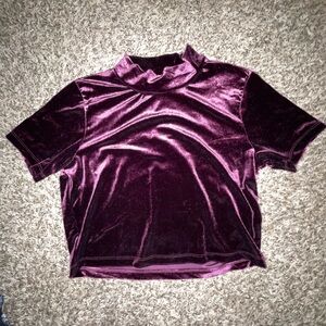 Arizona velour purple cropped mock neck top